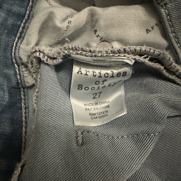 Articles of Society light wash raw hem jeans size 27 - Picture 5 of 6